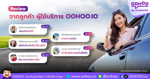 ประกันรถยนต์ออนไลน์ที่ลูกค้าบอกต่อ ผ่อนง่าย ราคาคุ้ม ที่ OOHOO.IO